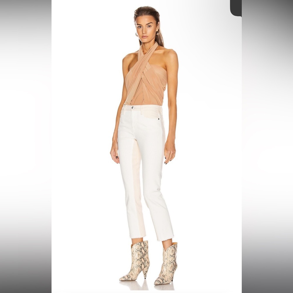 Frame Le High Straight Spring Mix Jeans Two tone cream and white jeans - Picture 2 of 15